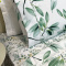 Kit Cobre Leito + Jogo Cama Percal 300 Fios Primavera Queen 07 Peças - Branco C/ Folhas Verdes