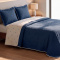 Kit Cobre Leito King Percal 300 Fios Bicolor Dupla Face Premium Clássico 03 Peças - Jeans