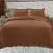 Kit Cobre Leito Percal 300 Fios Toque de Algodão Dupla Face Aconchego Queen 03 Peças - Castanho