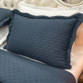 Kit Cobre Leito Percal 300 Fios Toque de Pluma Dupla Face Bold Casal 03 Peças - Azul