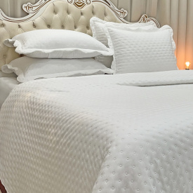 Kit Cobre Leito Percal 300 Fios Toque de Pluma Dupla Face Bold Casal 03 Peças - Branco