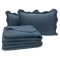 Kit Cobre Leito Percal 300 Fios Toque de Pluma Dupla Face Bold Queen 03 Peças - Azul