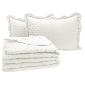 Kit Cobre Leito Percal 300 Fios Toque de Pluma Dupla Face Bold Queen 03 Peças - Branco