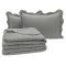 Kit Cobre Leito Percal 300 Fios Toque de Pluma Dupla Face Bold Queen 03 Peças - Chumbo