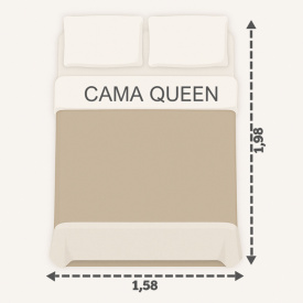 Cobre Leito Queen Percal 300 Fios Toque de Pluma Dupla Face Bold 03 Peças - Palha