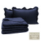 Kit Cobre Leito Percal 300 Fios Toque de Pluma Dupla Face Bold Solteiro 02 Peças - Azul Marinho