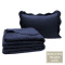 Kit Cobre Leito Percal 300 Fios Toque de Pluma Dupla Face Bold Solteiro 02 Peças - Azul Marinho