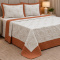 Kit Cobre Leito Queen Matelassê em Relevo C/ Barrado Canelado Egeu 03 Peças - Terracota
