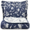 Kit Cobre Leito Queen Percal 300 Fios Dupla Face Confort Print 03 Peças - Floral Jeans