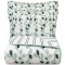 Kit Cobre Leito Queen Percal 300 Fios Dupla Face Confort Print 03 Peças - Galhos Verdes C/ Listrado