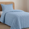 Kit Cobre Leito Solteiro Matelassê Costurado C/ Efeito Creponado Linen 02 Peças - Azul Hortência
