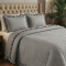 Kit Colcha Percal 300 Fios C/ Babado Casal Padrão Bellini 3 Peças - Cinza
