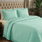 Kit Colcha Percal 300 Fios C/ Babado King Bellini 3 Peças - Menta