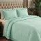 Kit Colcha Percal 300 Fios C/ Babado Queen Bellini 3 Peças - Erva Doce