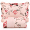 Kit Colcha Solteiro Percal 150 Fios Dupla Face Capricho 02 Peças - Floral Rosê