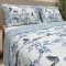 Kit Colcha Tropical Percal 300 Fios Estampada Dupla Face King 3 Peças - Floral Azul