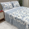 Kit Colcha Tropical Percal 300 Fios Estampada Dupla Face King 3 Peças - Floral Azul