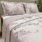 Kit Colcha Tropical Percal 300 Fios Estampada Dupla Face King 3 Peças - Floral Malva