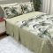 Kit Colcha Tropical Percal 300 Fios Estampada Dupla Face Queen 3 Peças - Palmeira