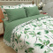 Kit King Percal 300 Fios Dupla Face Cobre Leito + Jogo de Cama Folhagens 07 Peças - Folhas Verdes