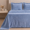 Kit Manta Queen 240 Gramas 2,40m x 2,40m Fleece Alto Relevo Nature 03 Peças - Azul Egípcio
