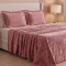 Kit Manta Queen 240 Gramas 2,40m x 2,40m Fleece Alto Relevo Nature 03 Peças - Blush