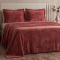 Kit Manta Queen 240 Gramas 2,40m x 2,40m Fleece Alto Relevo Nature 03 Peças - Terracota