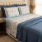 Kit Queen Cobre Leito + Jogo de Cama Percal 300 Fios Primavera 07 Peças - Jasmin Azul