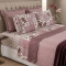 Kit Queen Cobre Leito + Jogo de Cama Percal 300 Fios Primavera 07 Peças - Patchwork Malva