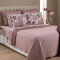 Kit Queen Cobre Leito + Jogo de Cama Percal 300 Fios Primavera 07 Peças - Patchwork Malva