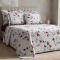 Kit Queen Percal 300 Fios Cobre Leito + Jogo de Cama Dupla Face Confort Print 07 Peças - Rosinhas Vermelho