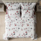 Kit Queen Percal 300 Fios Cobre Leito + Jogo de Cama Dupla Face Confort Print 07 Peças - Rosinhas Vermelho