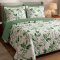 Kit Queen Percal 300 Fios Dupla Face Cobre Leito + Jogo de Cama Folhagens 07 Peças - Folhas Verdes
