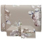 Lençol C/ Elástico + 02 Fronhas Percal 300 Fios Confort Print Casal Padrão 03 Peças - Flor Bege com Lilás