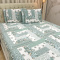 Lençol C/ Elástico + 02 Fronhas Percal 300 Fios Confort Print Queen 03 Peças - Patchwork Verde