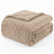 Manta 220 Gramas Queen 2,20m x 2,40m Jacquard C/ Sherpa em Alto Relevo Velvet - Bege