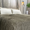 Manta Plush Canelada Riscada Soft Queen - Taupe