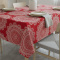 Toalha de Mesa em Jacquard Estampado Aveludado Toque Macio P/ 4 Cadeiras - Mandala Vermelho