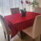 Toalha de Mesa em Veludo Acetinado Toque Macio P/ 8 Cadeiras - Vermelho Listrado