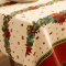 Toalha de Mesa Granite em Oxford Coleção Natal P/ 8 Cadeiras - Festão Bege