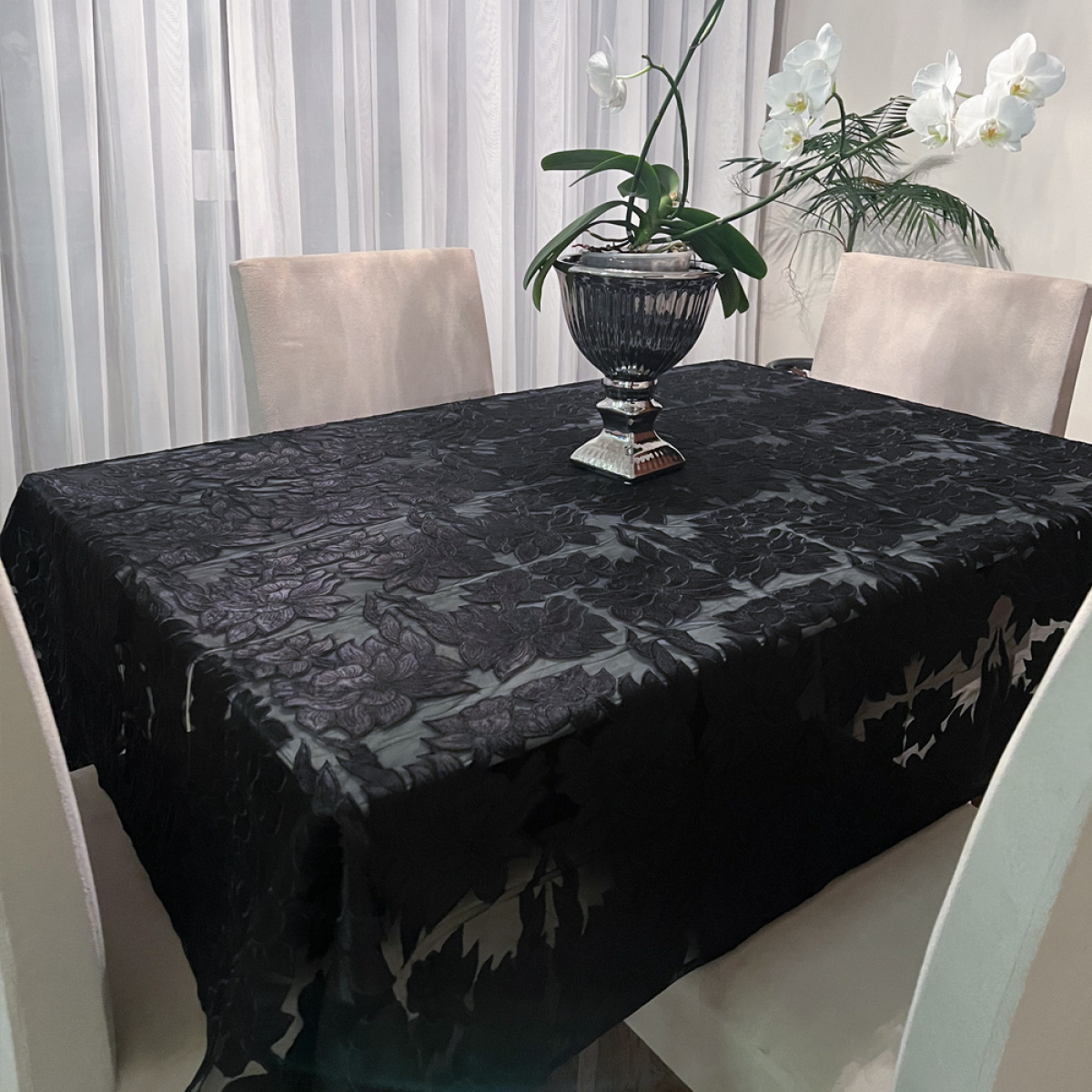 Toalha de Mesa Retangular Xadrez Preto200 x 140-Ela Decora