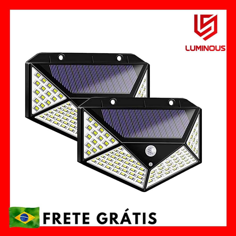 Kit Duas Luminarias Solar de Parede for Jardim, Sensor de Presença, a