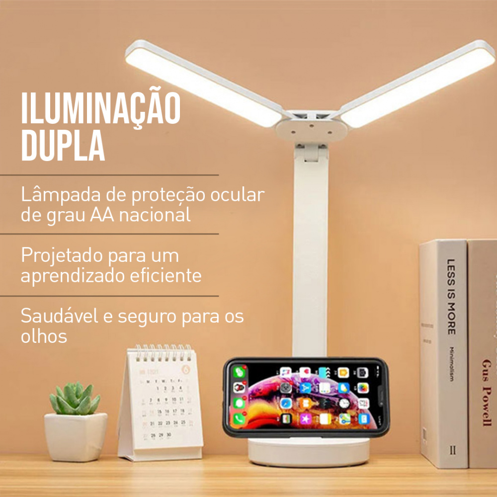 Luminária De Mesa Led Com 2 Lâmpadas Direcionais Destaque Criativo 9154