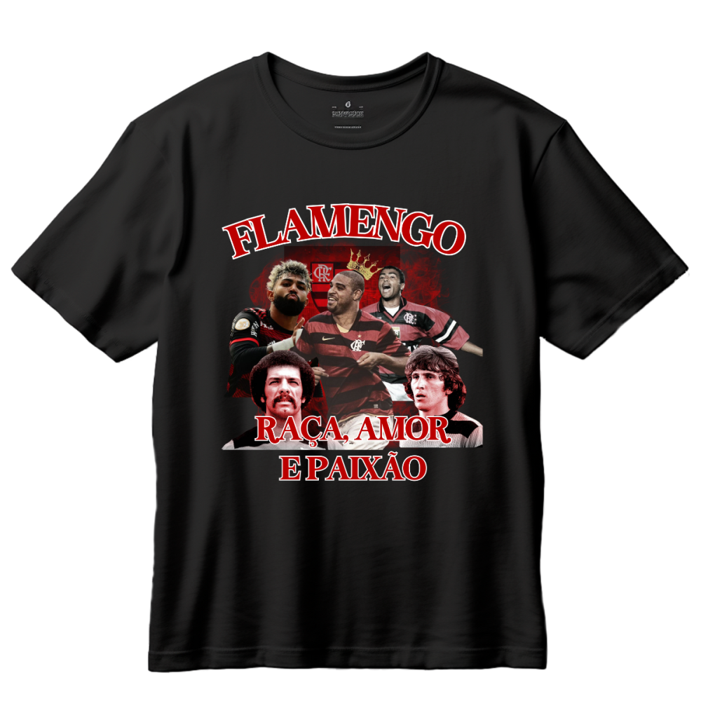 Camiseta Oversized Preta Unissex Streetwear Flamengo Paixão - Presentes ...