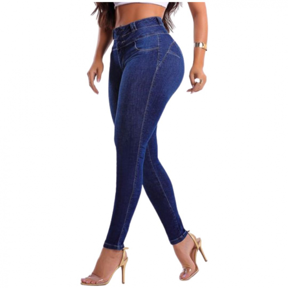 Calça Jeans Feminina Modeladora Fashion Blue Mega Bumbum Cós Alto VZ7577 -  VIZZALE