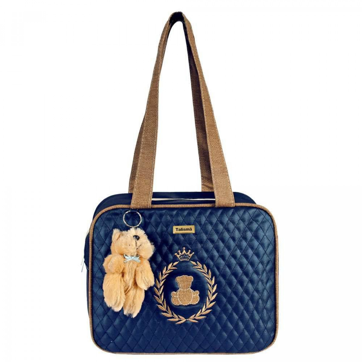 Bolsa Maternidade Puppi Urso com Coroa Azul Marinho P