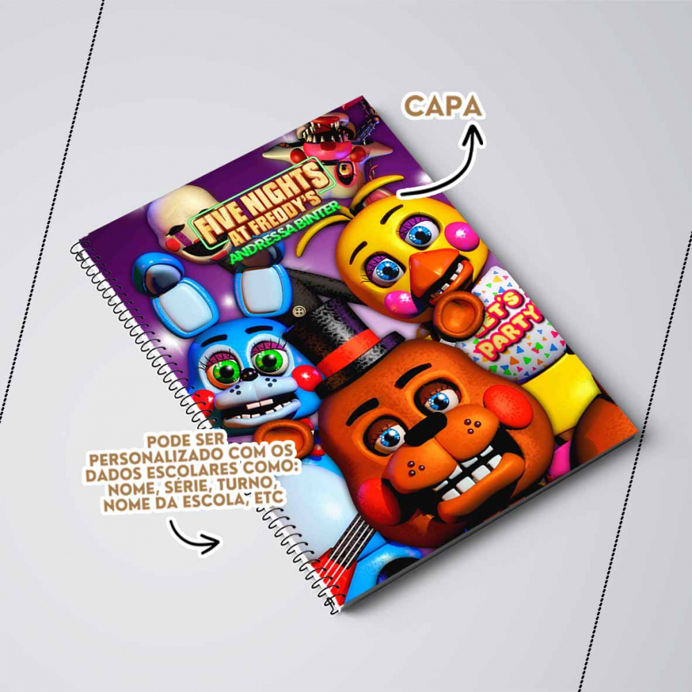 Caderno Personalizado Espiral - Five Nights At Freddy's - Dois A Design