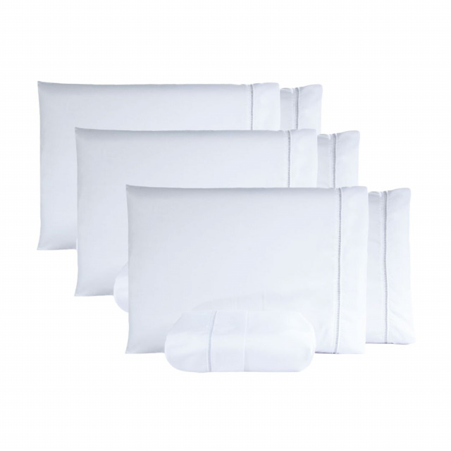 3 Jogos de lençois casal 3 peças percal 200 fios com ponto palito (fronhas + lençois de cobrir) Branco