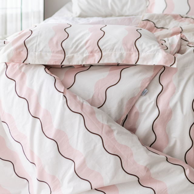 Capa de edredom (Duvet) Casal Percalle Estampado Percal 200 fios 100% Algodão - Wave Rose