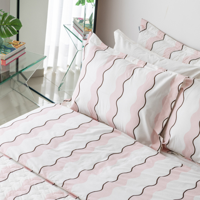 Capa de edredom (Duvet) Casal Percalle Estampado Percal 200 fios 100% Algodão - Wave Rose